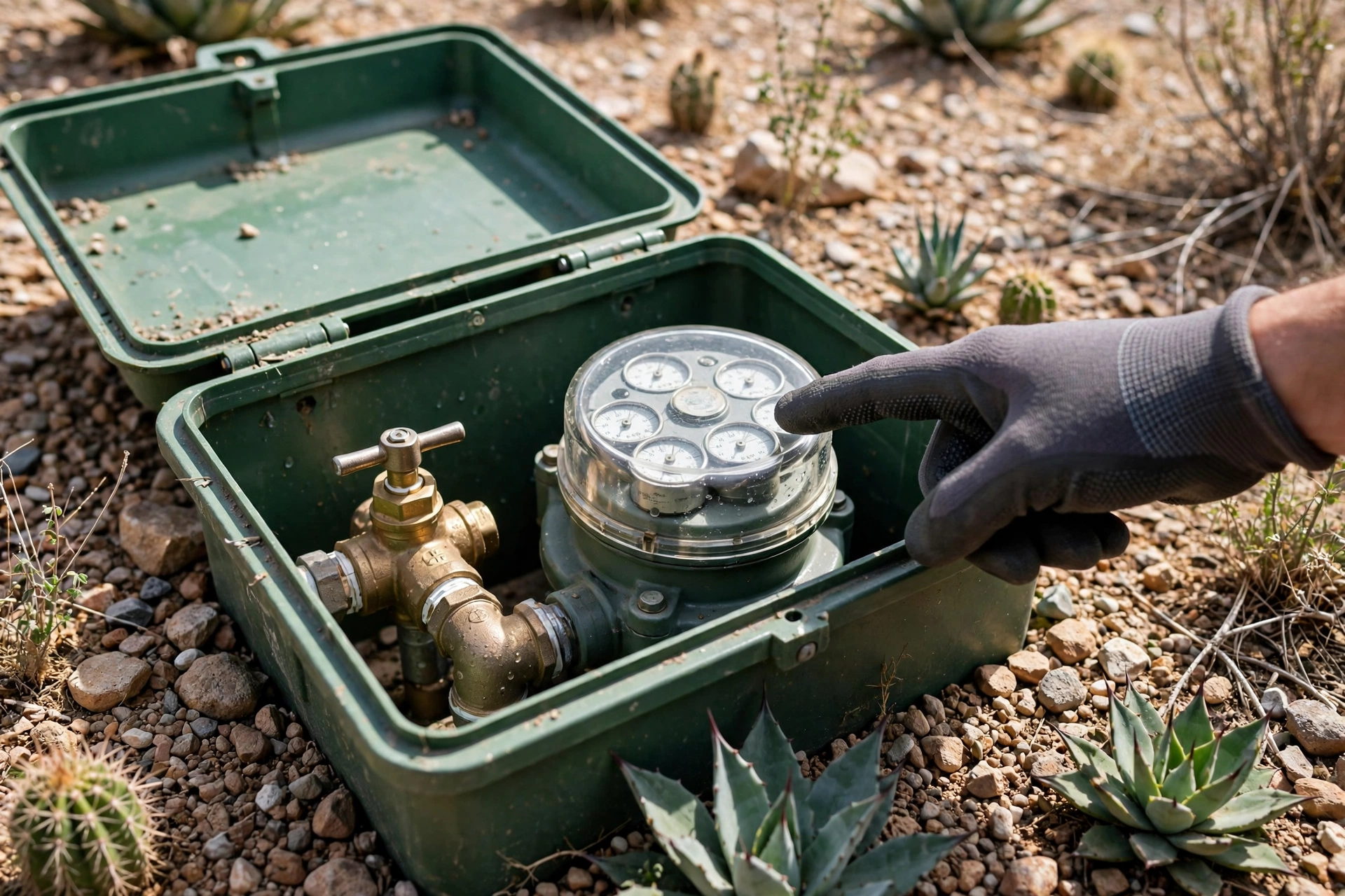 Checking a water meter for signs of a hidden water leak
